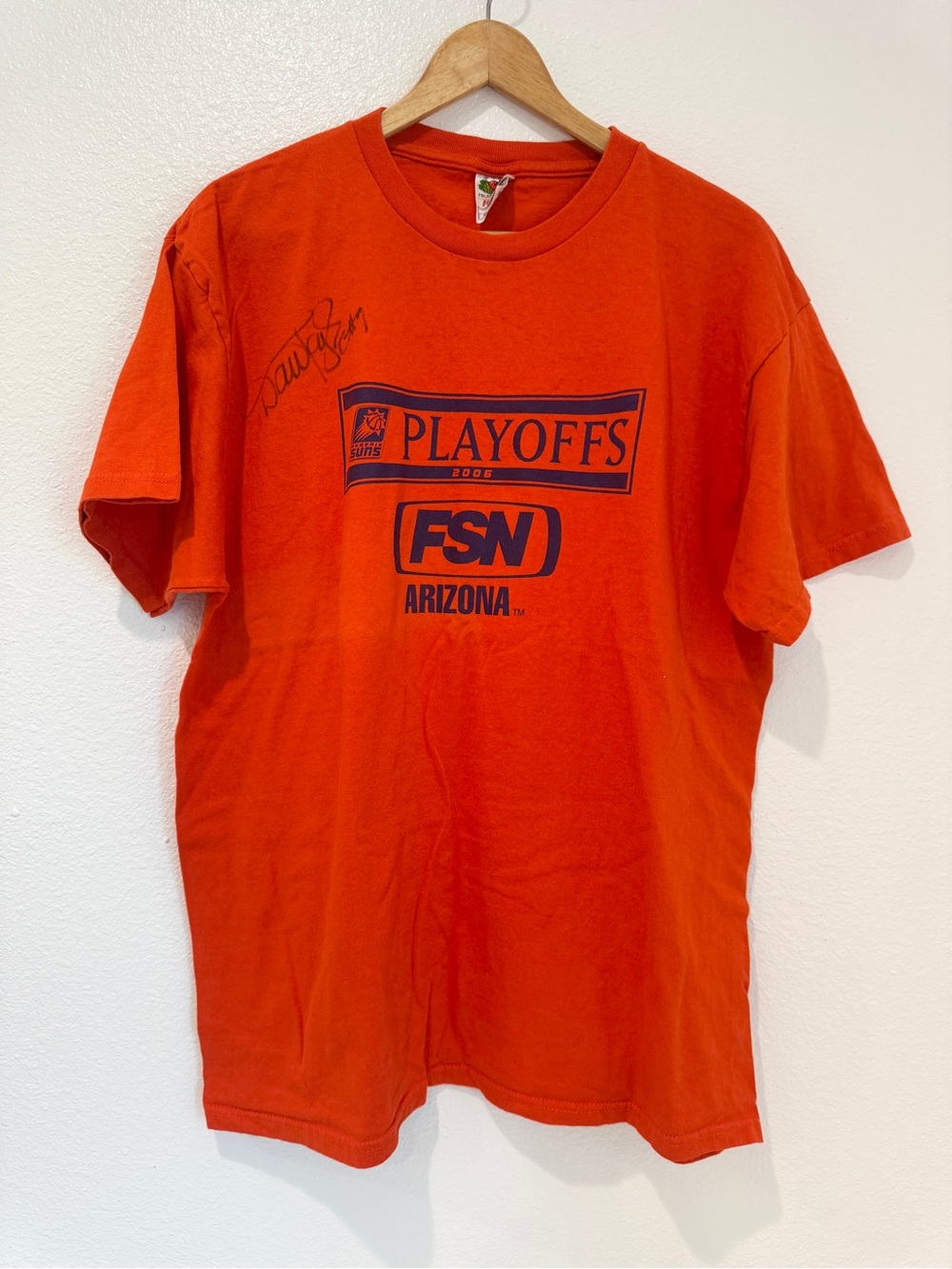 Vintage 2006 Phoenix Suns Playoffs Dan Majerle Signed Graphic T Shirt Orange XL